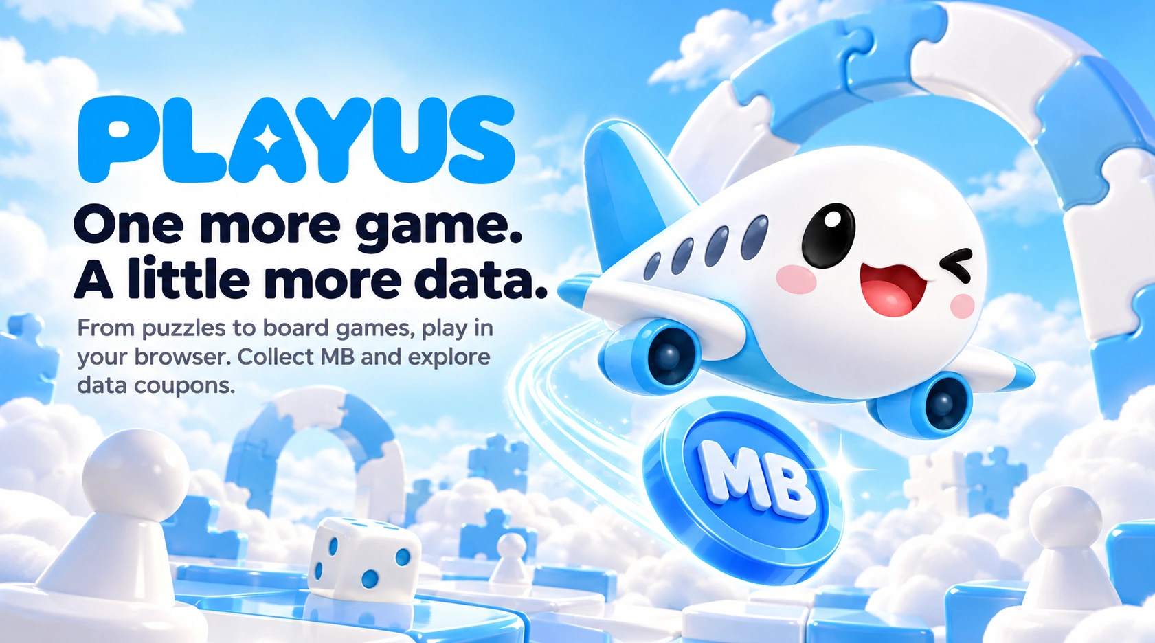 PLAYUS character artwork introducing a collection of games