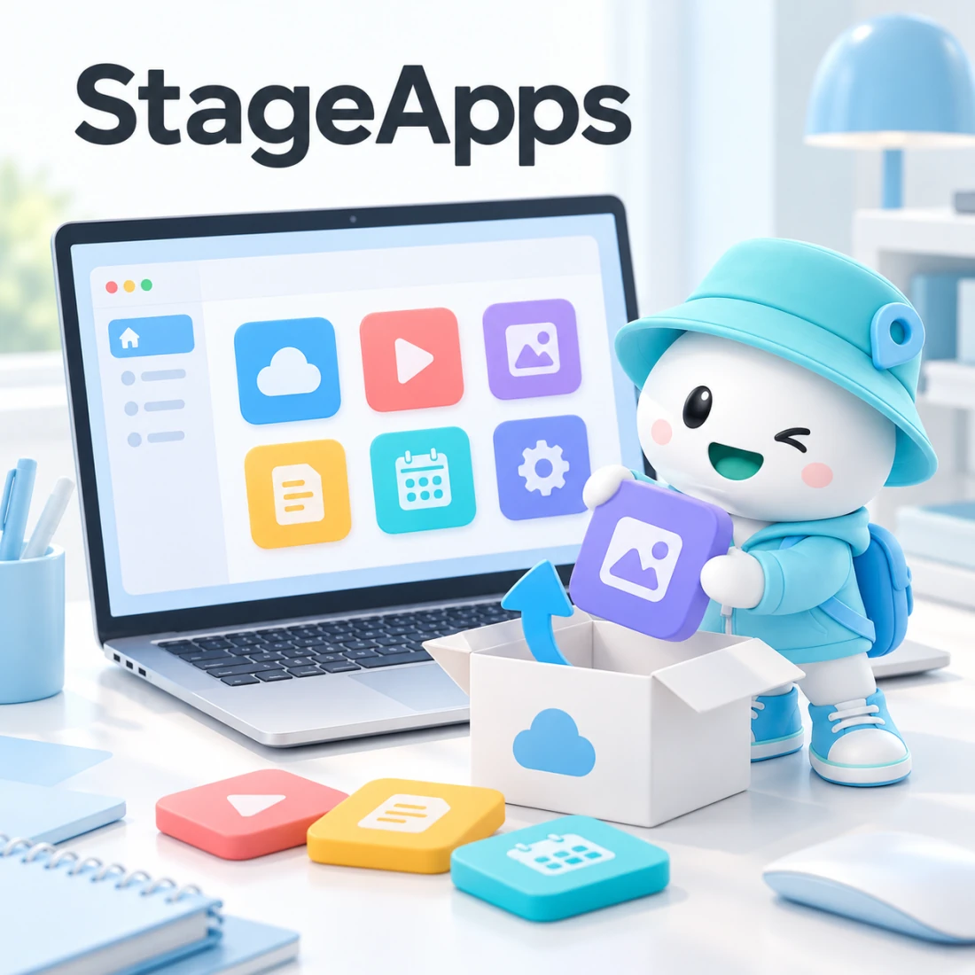 다양한 앱 도구를 모아 둔 공간의 StageApps 캐릭터